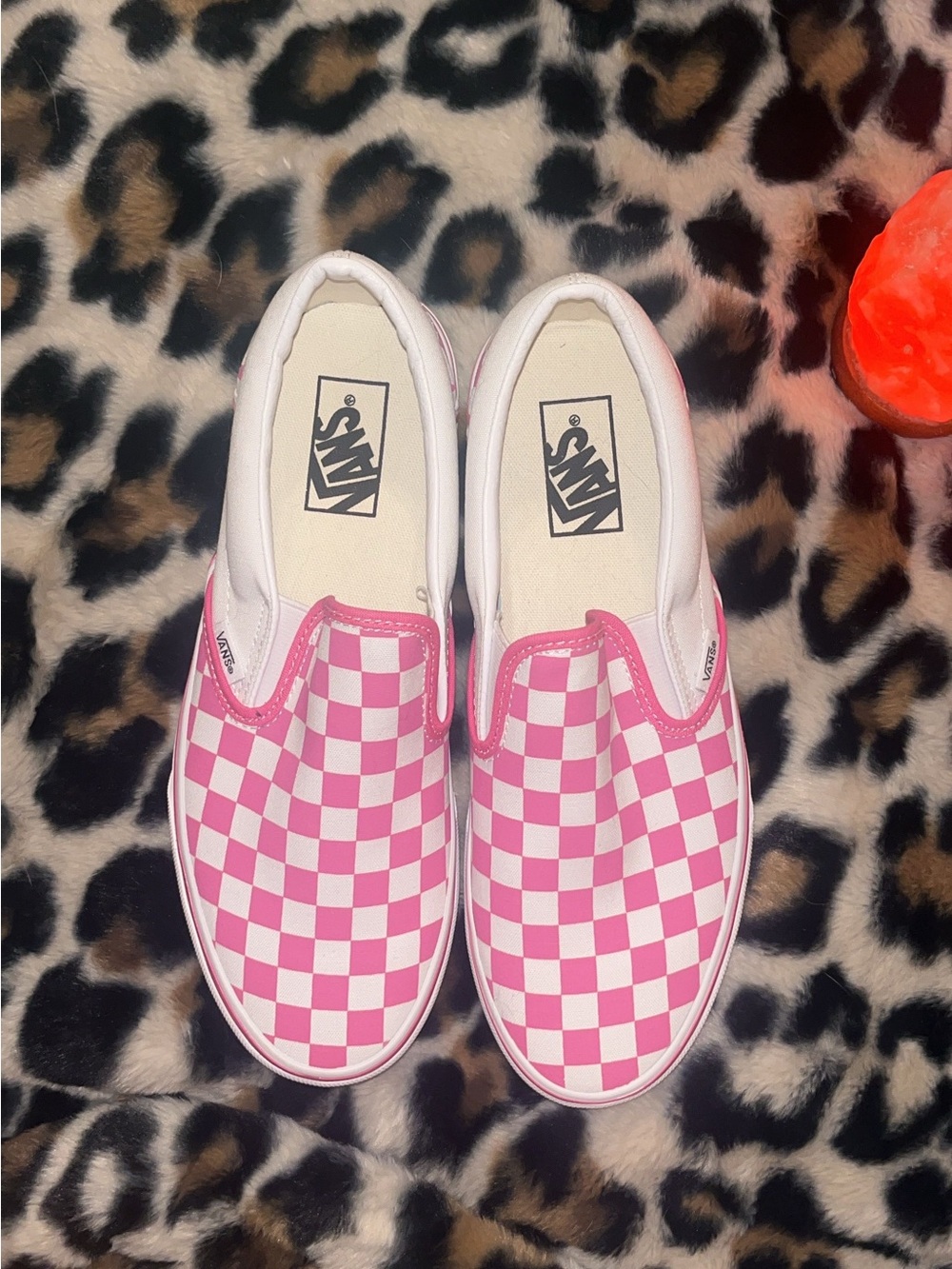 Vans Fuchsia & White Checkerboard Slip-On Sneakers - Picture 4 of 5